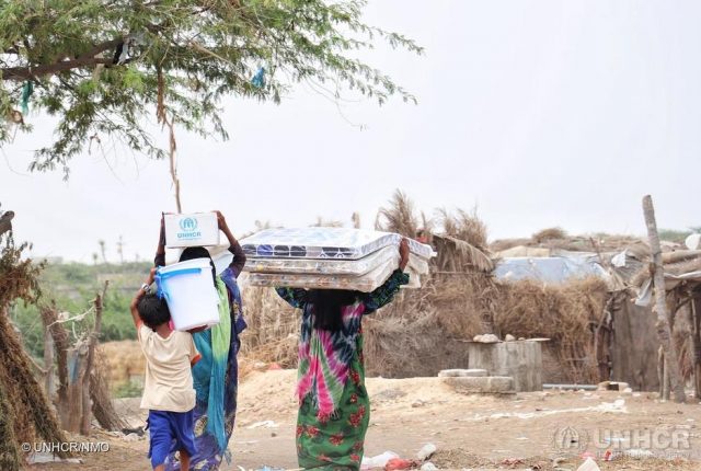 Yemen. Displaced people receive assistance during COVID-19 pandemic Internally displaced Yemenis carry home mattresses and other basic household items, following a UNHCR aid distribution in Hudaydah. ; Named by the UN as the world's worst humanitarian crisis, Yemen has more than 24 million people in urgent need of aid. Yemen is also experiencing the world's largest food security emergency, with more than 20 million people lacking sufficient nutrition, and a displacement crisis that has seen more than 3.6 million people forced to flee their homes because of ongoing conflict since 2015. The coronavirus pandemic is increasing the hardship and only half of the country’s health facilities are fully functioning. UNHCR is helping vulnerable displaced Yemenis with basic household items, cash to buy medicine and food, psychosocial services and other assistance. We are also assisting some 280,000 refugees who remain in Yemen.