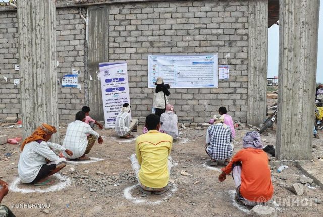 Yemen. Displaced people receive assistance during COVID-19 pandemic Internally displaced Yemenis practise social distancing as they register for UNHCR's distribution of basic household items in Hudaydah. ; Named by the UN as the world's worst humanitarian crisis, Yemen has more than 24 million people in urgent need of aid. Yemen is also experiencing the world's largest food security emergency, with more than 20 million people lacking sufficient nutrition, and a displacement crisis that has seen more than 3.6 million people forced to flee their homes because of ongoing conflict since 2015. The coronavirus pandemic is increasing the hardship and only half of the country’s health facilities are fully functioning. UNHCR is helping vulnerable displaced Yemenis with basic household items, cash to buy medicine and food, psychosocial services and other assistance. We are also assisting some 280,000 refugees who remain in Yemen.